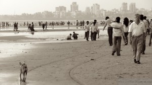 Juhu Beach in Mumbai in 2006 and sepia colors