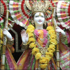 Goddess statue in a Hindu temple in Delhi NCR, India