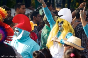 Smurfs in Goa Carnival, India