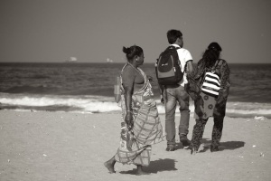 Young couple on Marina Beach, Chennai, India