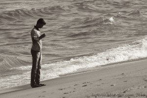 Young man on Marina Beach, Chennai