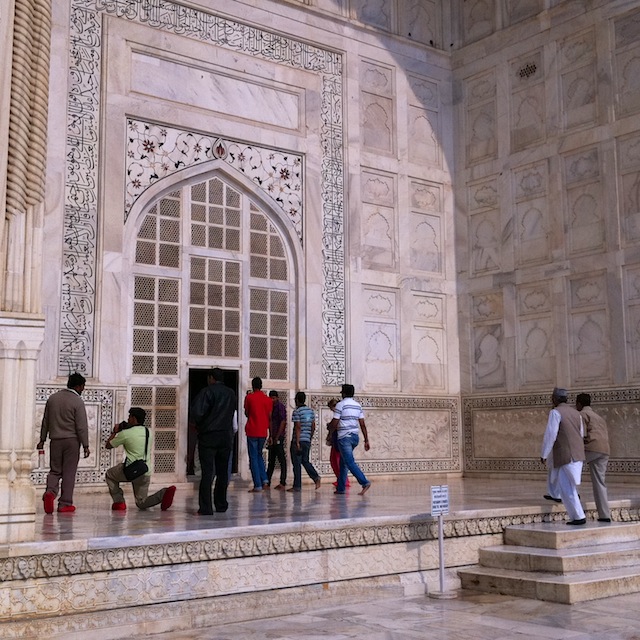 People entering Taj Mahal