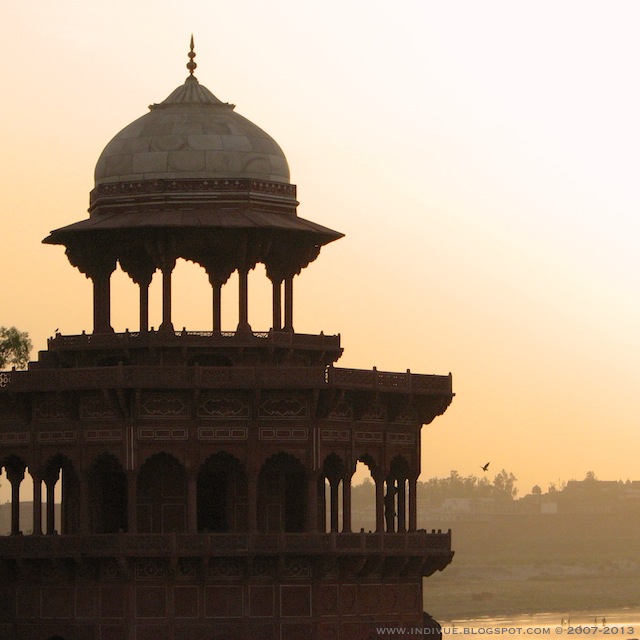 View from Taj Mahal, Agra, India, during sunset time