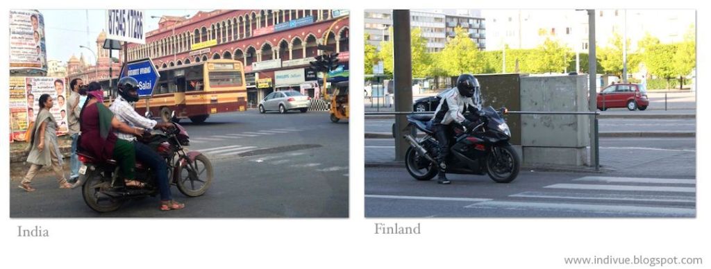 Motorcycles in India and in Finland