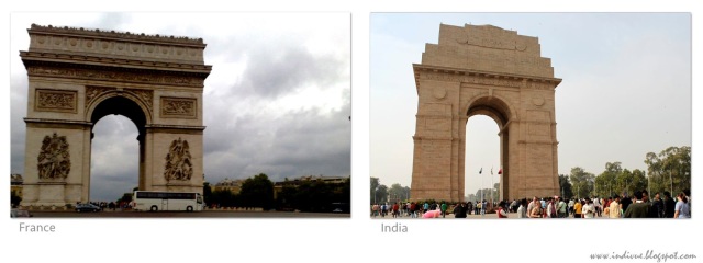 Monumentit Ranskassa ja Intiassa: Riemukaari ja Indiagate - Monuments in France and in India: Arc de Triomphe and Indiagate