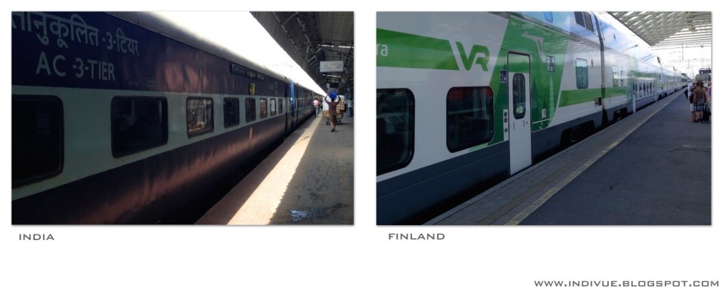 Train stations in India and in Finland