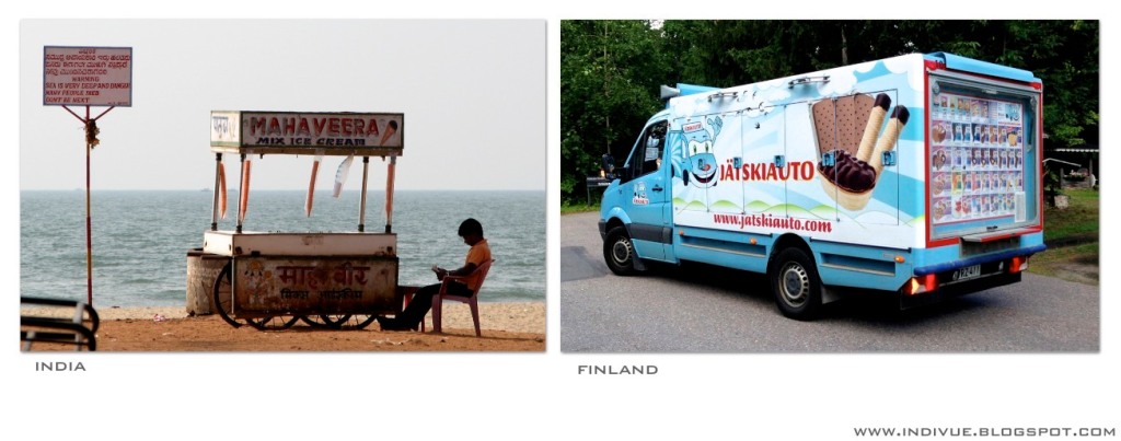 Ice cream on wheels in India and Finland