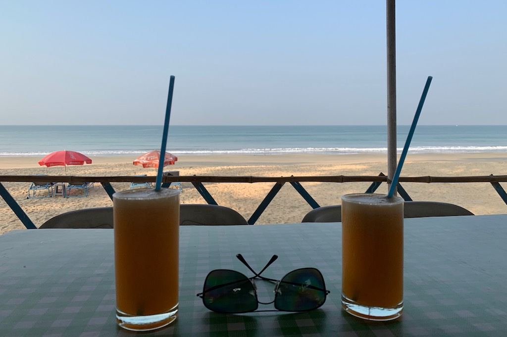 Fresh orange juice in a Goan beach shack