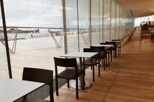Oodi library cafe tables in Helsinki Finland