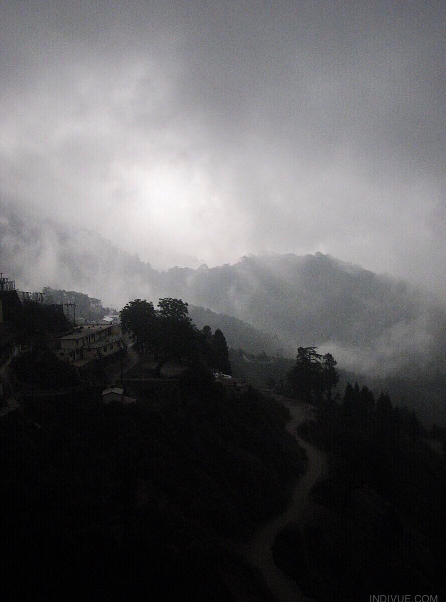 Foggy sunrise in Mussoorie, hillstation in North India