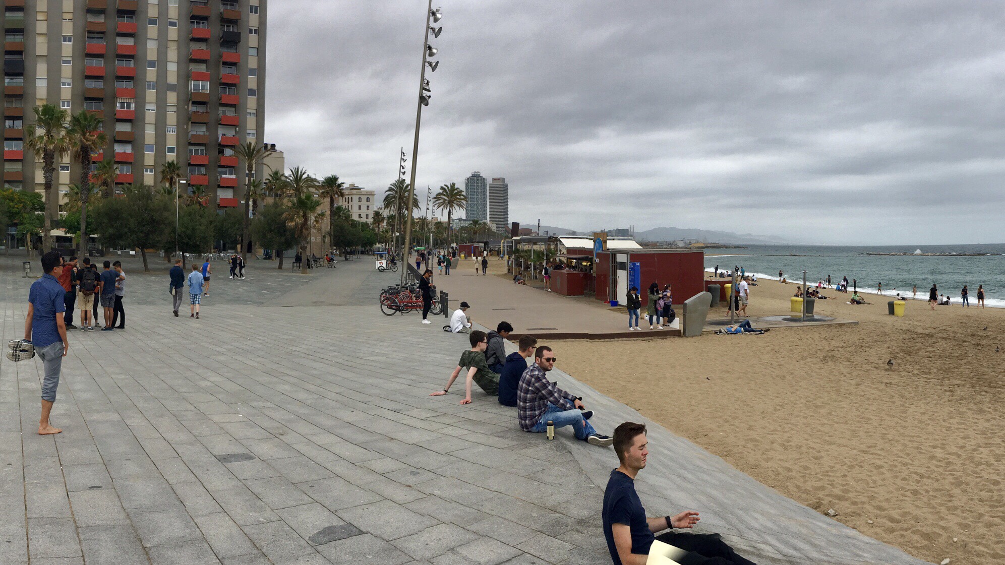 Cloudy day on Barceloneta beach