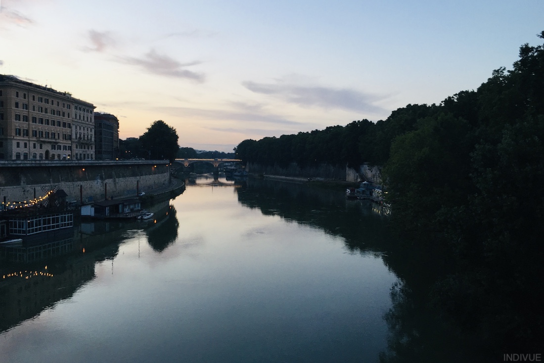 River Tiber in dusk in Rome