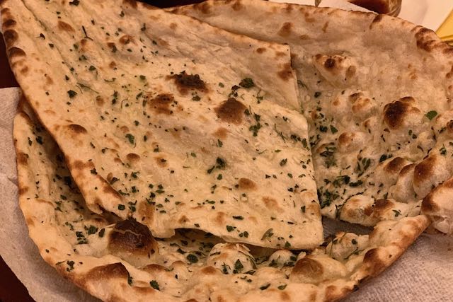 Naan bread in Indian restaurant Golden Tikka