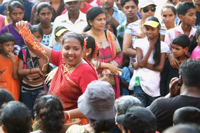 Carnival parade and audience in Margao, Goa, India, 2013