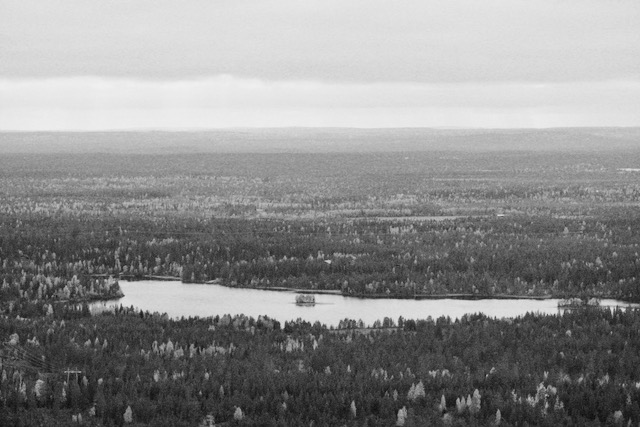 Kuusamo lake scenery with forest
