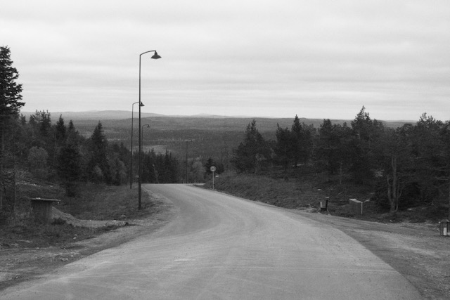 Road and the streetlamps in Kuusamo