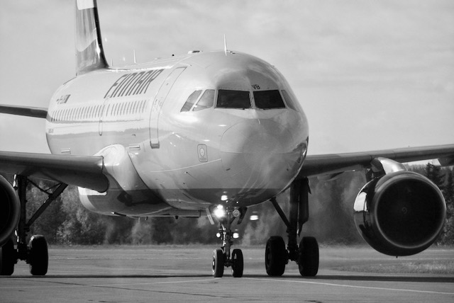 Finnair airplane front view