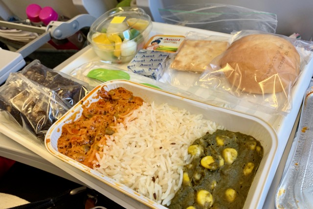 Meal at the Finnair flight from Delhi to Helsinki