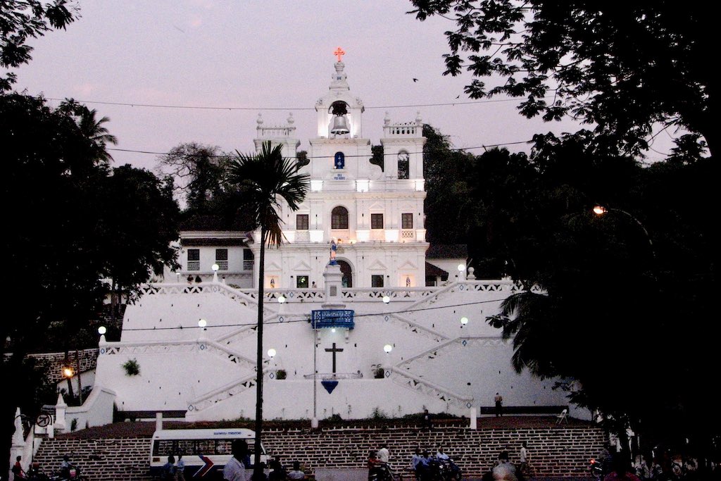 Catholic Church in Panjim, the capital of Goa, India, and view from front