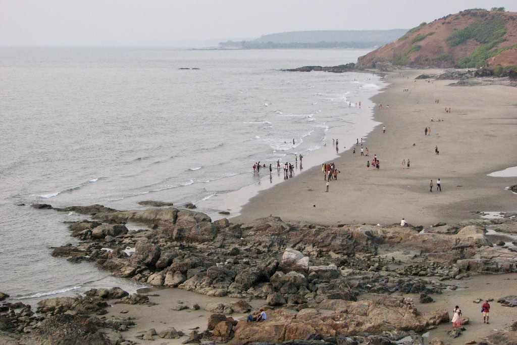 Tourists on Vagator Beach in North Goa, India