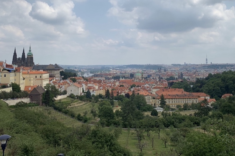 Prague city view next to Petrin Hill