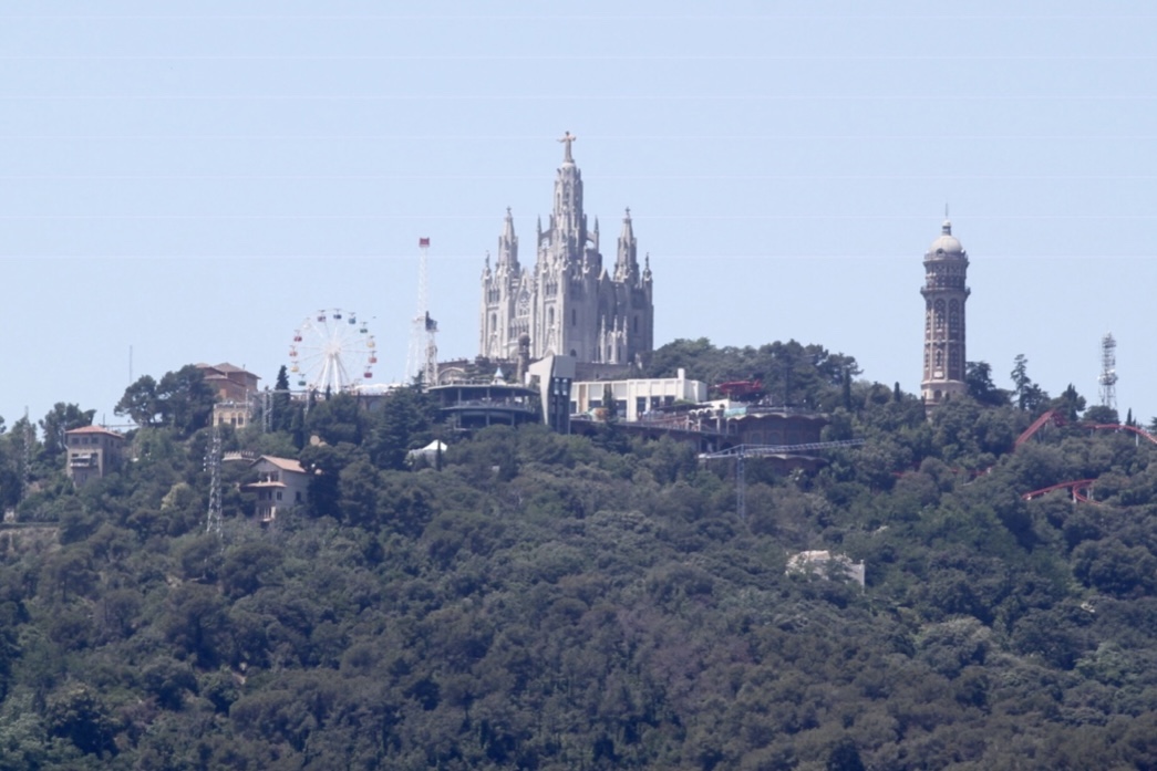 Tibidabo hill in Barcelona on a sunny day