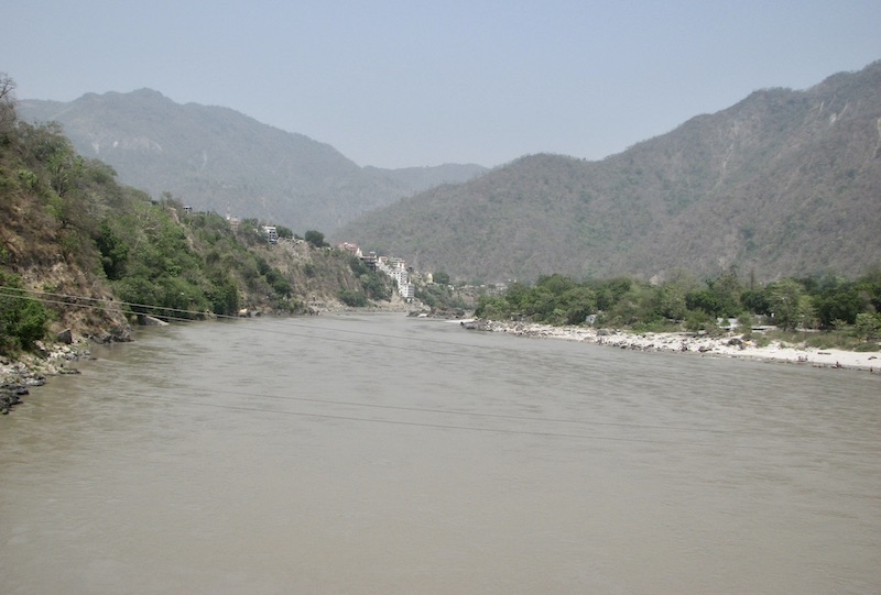 River Ganges flowing from the Himalayan mountains in Rishikesh, India