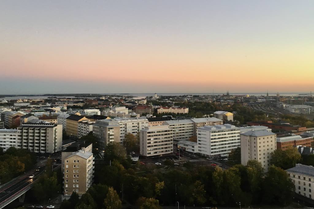 Helsinki aerial view after sunset