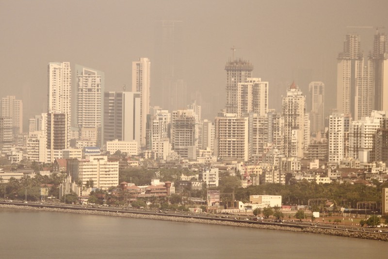 Marine drive with skyscrabers