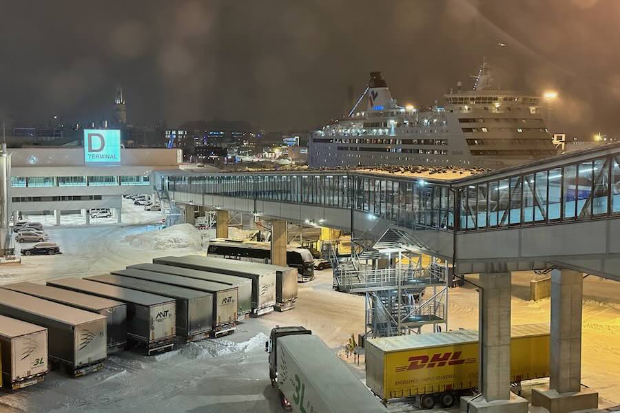 Snowy  harbour in Tallinn