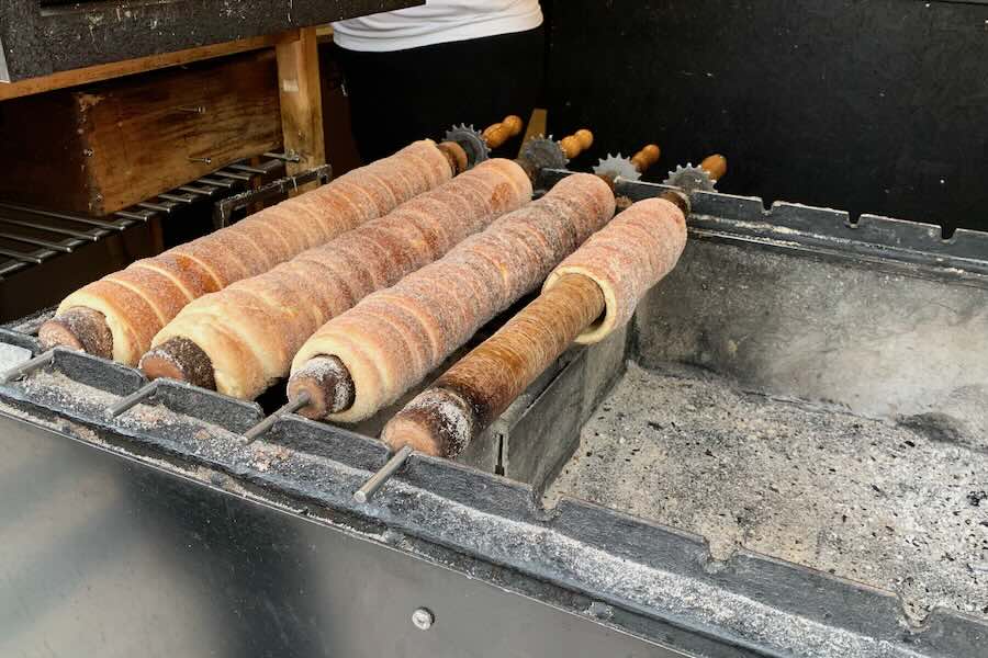Trdelnik being fried in Prague