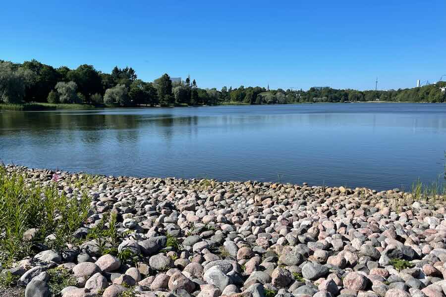 Töölönlahti strand in Helsinki centre, summertime