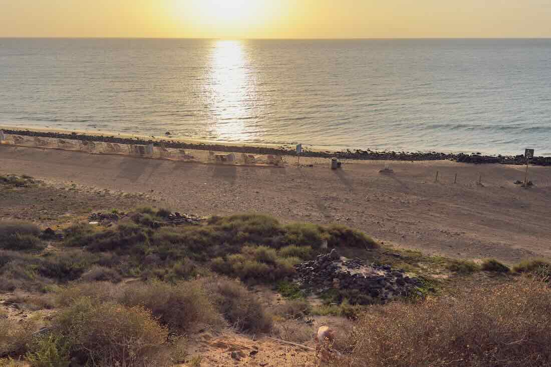 Fuerteventura beach near Esquinho beach in the morning