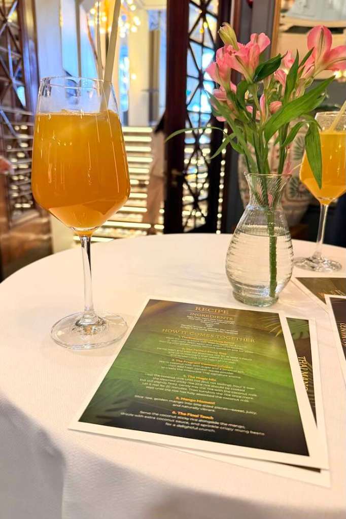 Non-alcoholic mango-lemongrass-spritz drink served in NH Collection Helsinki Grand Hansa Hotel